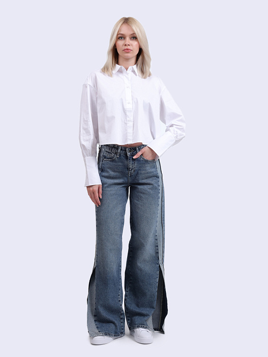 картинка Джинсы Armani Exchange XW000308 AF12091 MB002 синие женские с разрезами магазин Verdistore являющийся официальным дистрибьютором в России 