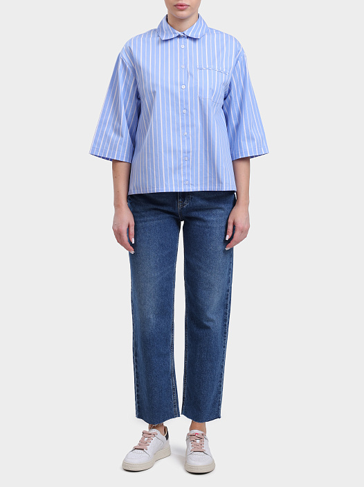 Рубашка Liu-Jo WA6417 T405A N9374 голубая женская в полоску — купить в интернет-магазине Verdistore