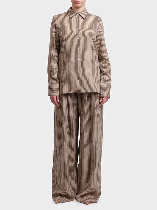 Рубашка MARELLA MLLFOLK 001 бежевая женская в полоску — купить в интернет-магазине Verdistore