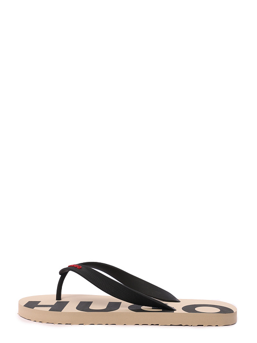 Сланцы бежевые с черным логотипом на стельке — купить в интернет-магазине Verdistore