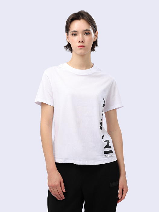 Футболка Armani Exchange 3DYT12 YJG3Z 1000 белая женская из хлопка — купить в интернет-магазине Verdistore