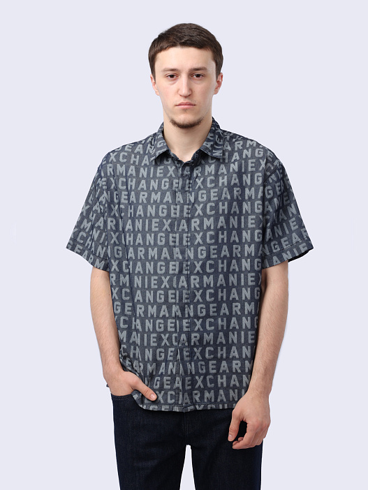 Рубашка Armani Exchange 3DZCD4 Z1WAZ 05HC комбинированная мужская с коротким рукавом — купить в интернет-магазине Verdistore