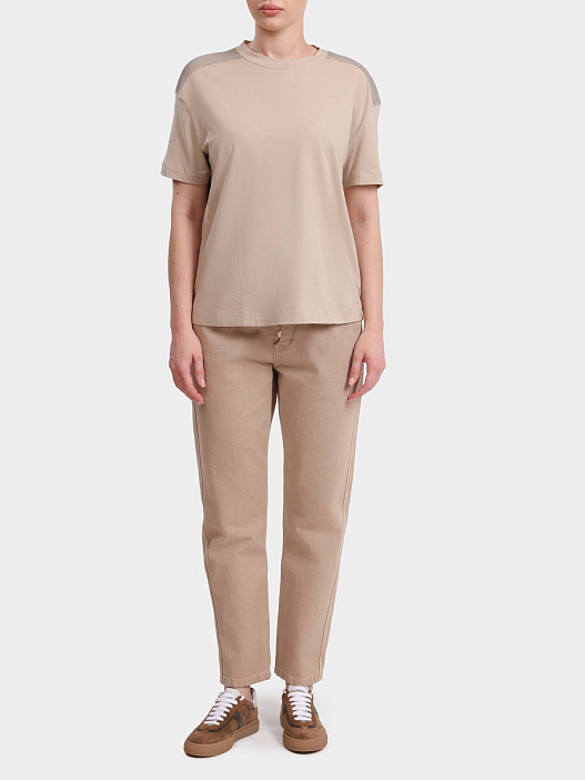 Джинсы Brunello Cucinelli MB030P5715 C8617 бежевые женские на пуговицах — купить в интернет-магазине Verdistore