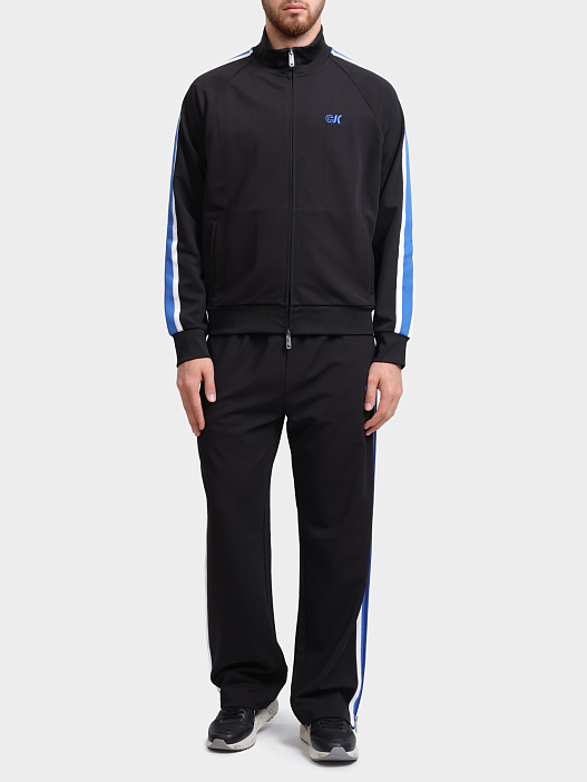 Мастерка Calvin Klein Jeans LV04RC231G UB1 черная мужская с контрастными вставками на рукавах — купить в интернет-магазине Verdistore