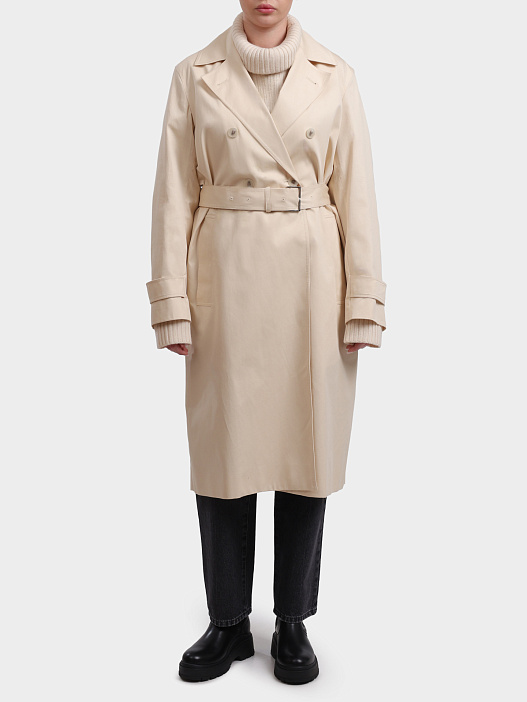 Тренч Calvin Klein K20K207281 PGD молочный женский из хлопка — купить в интернет-магазине Verdistore