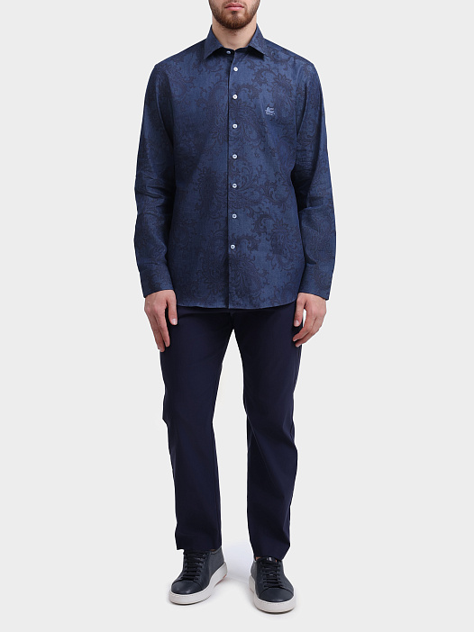 Рубашка ETRO MRIB0002 99SA5S6 X0883 темно-синяя мужская с принтом пейсли — купить в интернет-магазине Verdistore