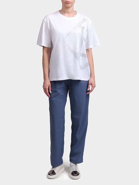 Брюки Herno PT000193U 12431SZ 9119 голубые женские с поясом на кулиске  — купить в интернет-магазине Verdistore