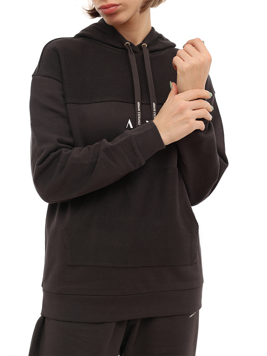 Худи Armani Exchange 6LYM32 YJBSZ 1771 коричневое женское из хлопка — купить в интернет-магазине Verdistore