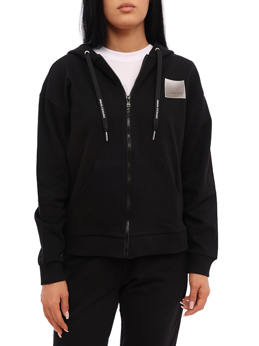 Мастерка Armani Exchange 3KYM61 YJ2HZ 1200 черная женская с логотипом — купить в интернет-магазине Verdistore