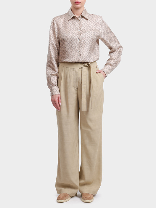 Брюки Herno PT000201D 12876 2000 бежевые женские прямого кроя  — купить в интернет-магазине Verdistore