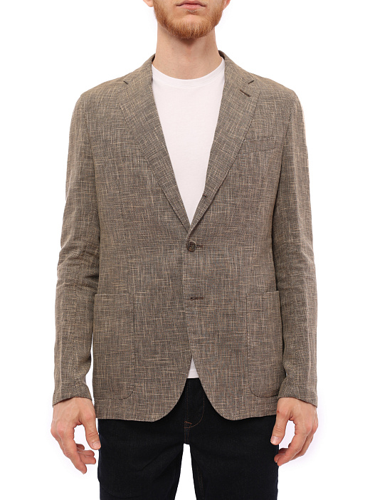 картинка Пиджак Armani Collezioni 1854B0/P527 бежевый мужской из льна магазин Verdistore являющийся официальным дистрибьютором в России 